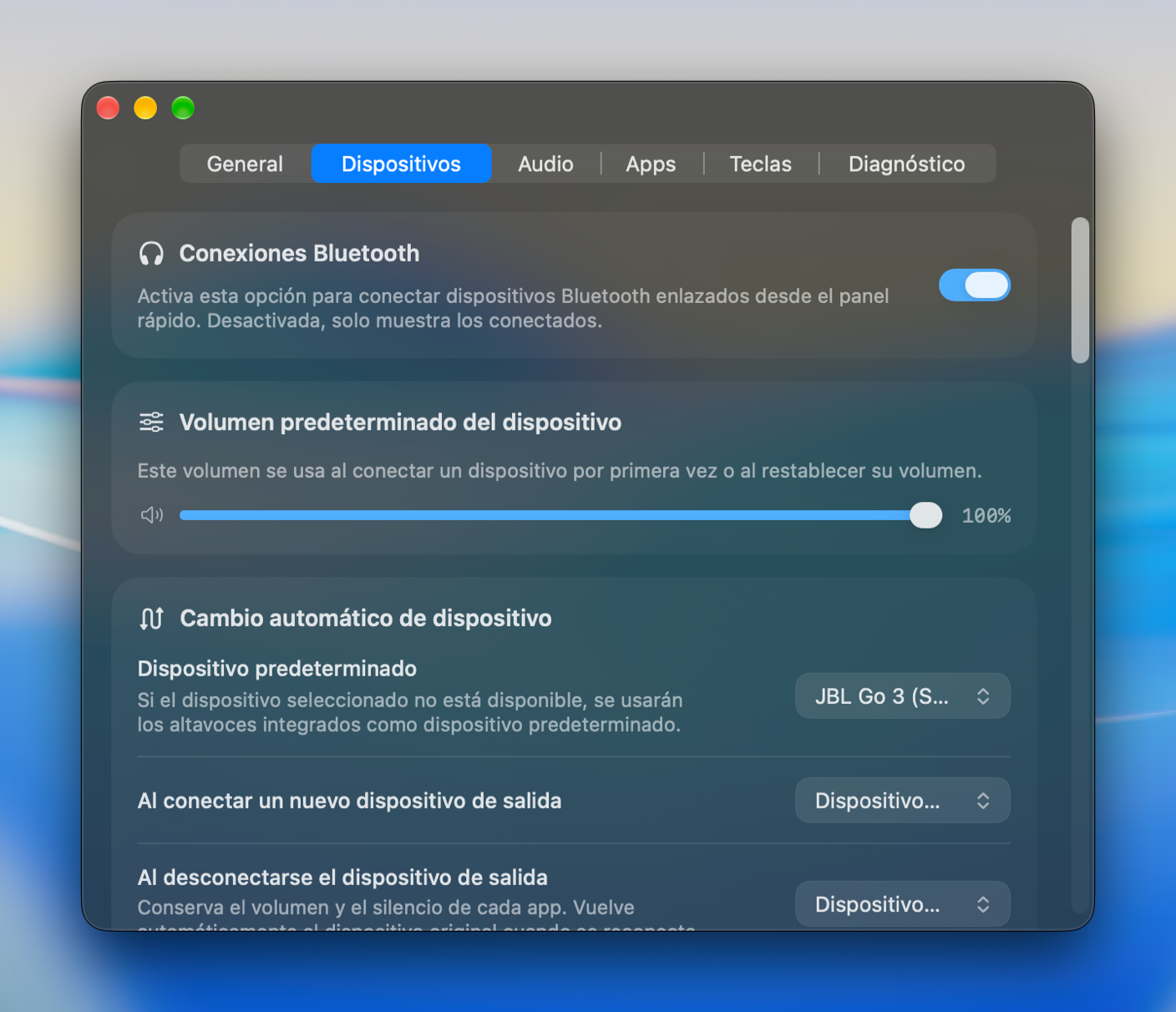 Configuración del dispositivo Bluetooth y Pro