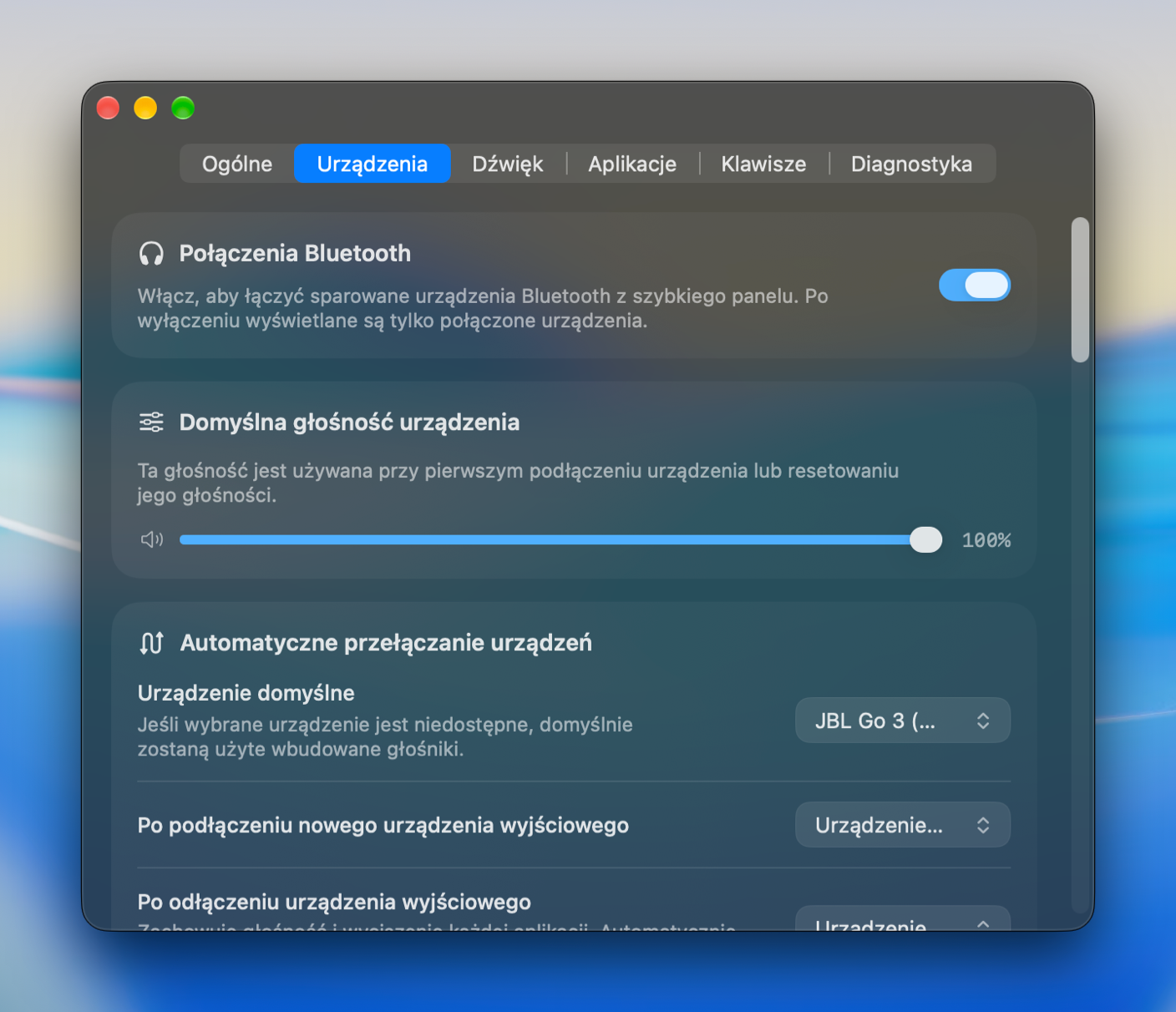 Ustawienia urządzenia Bluetooth i Pro